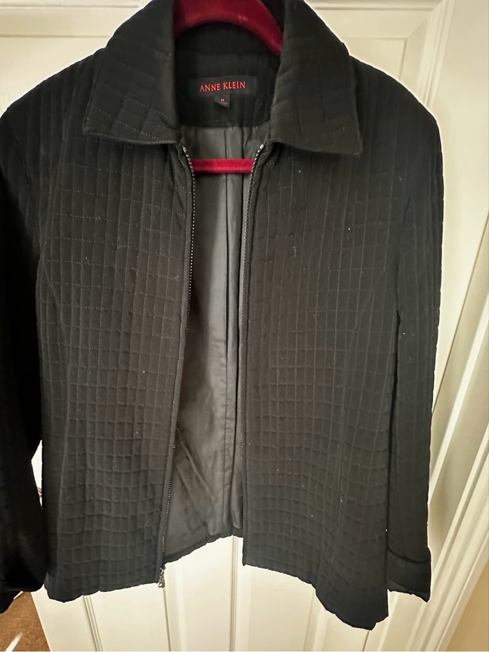 Anne Klein Women Black Zippered Quilted Lightweight Jacket - Size Medium